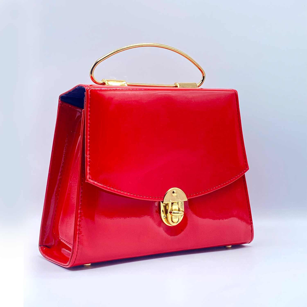 BEAUTIFUL SHINY RED HANDBAG Arcades.pk Women Handbags Online